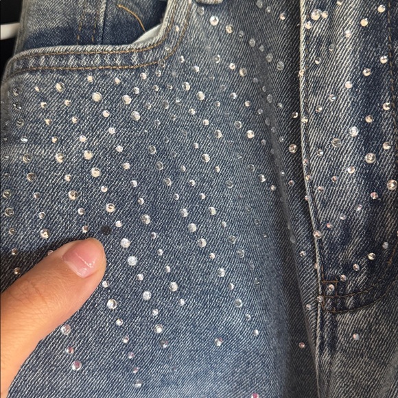 Rhinestone Embellished Jeans. Blue. Size Small. NWT. - Picture 4 of 4